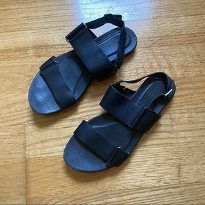 Black leather Tevas